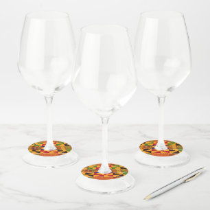 Étiquettes de verre à vin à impression africaine