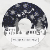 Étiquettes de verre de vin de village de Noël (Devant)