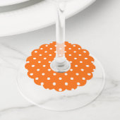 Étiquettes de verre de vin en papier Pois orange (De près)