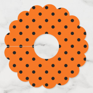 Étiquettes de verre de vin en papier Pois orange/n