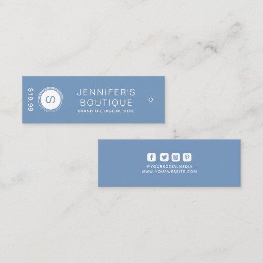 Étiquettes de vêtements Petite entreprise Bleu Pri (Devant / Derrière)