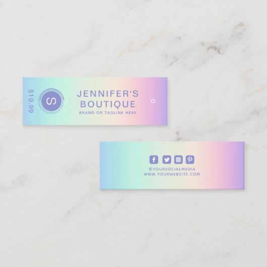 Étiquettes de vêtements Petite entreprise Iridesce (Devant / Derrière)