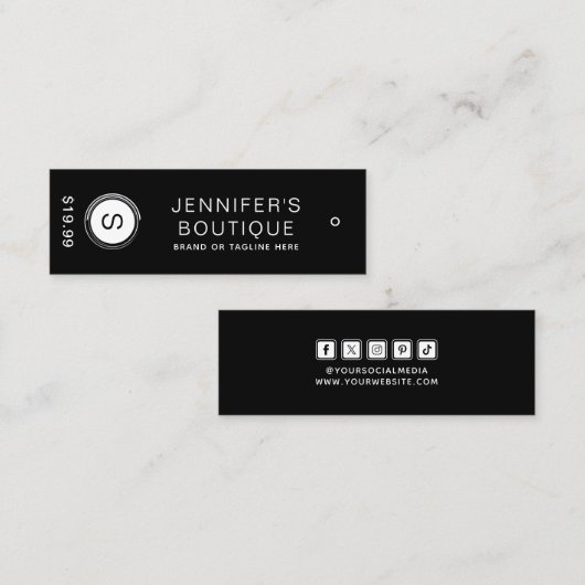 Étiquettes de vêtements Petite entreprise Noir Pri (Devant / Derrière)