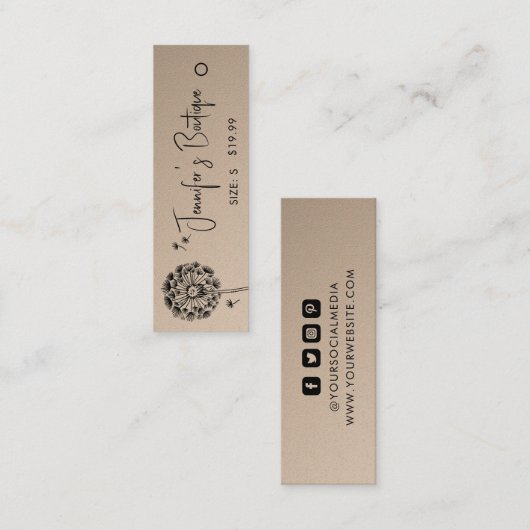 Étiquettes de vêtements Petite entreprise Prix Flo (Devant / Derrière)