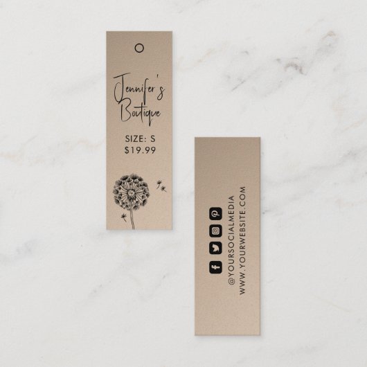 Étiquettes de vêtements Petite entreprise Prix Flo (Devant / Derrière)