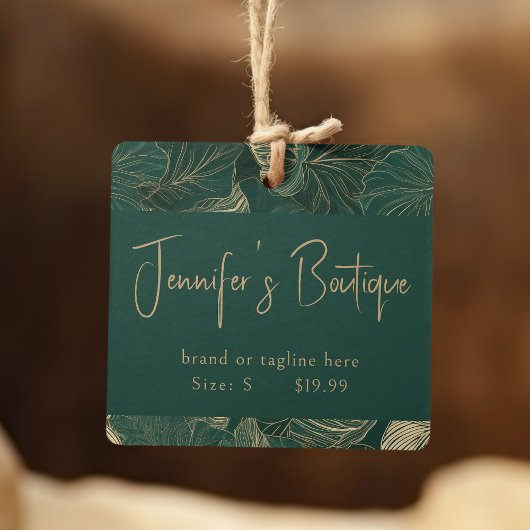 Étiquettes de vêtements Petite entreprise Vert Or 