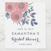 Étiquettes de vin à Fête des mariées florale Blush (Étiquettes simples)