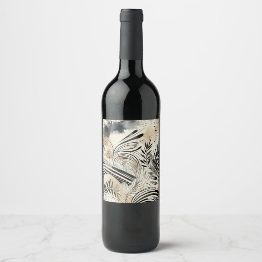 étiquettes de vin à feuilles abstraites (Devant)