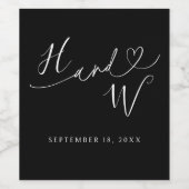 Étiquettes de vin à monogramme Cœur Chic Décoratio (Étiquettes simples)