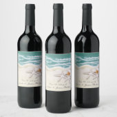 Étiquettes de vin avec étoiles de mer sur la plage (Bouteilles)