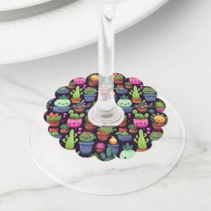 Étiquettes de vin Cactus Kawaii