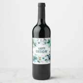 étiquettes de vin d'anniversaire fleurs vertes (Devant)