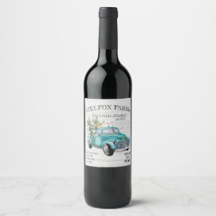 Étiquettes de vin de camion de ferme bleue rustiqu