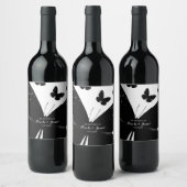 Étiquettes de vin de fête blanches avec papillons (Bouteilles)