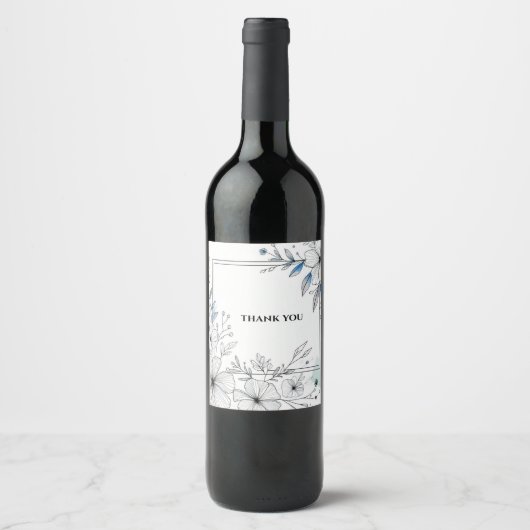étiquettes de vin de fleurs illustrées merci (Devant)