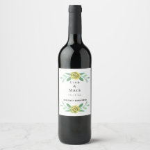 Étiquettes de vin de mariage à feuillage floral ja