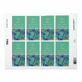 Étiquettes de vin de mariage d'art fin Iris (Feuille entière)
