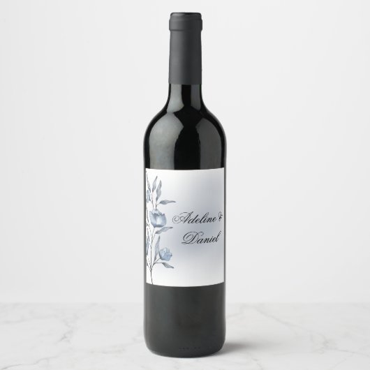 Étiquettes de vin de mariage Indigo Romance (Devant)
