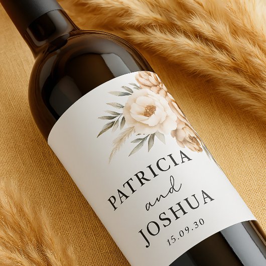 Étiquettes de vin de mariage rustique boho élégant