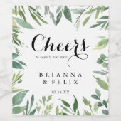 Étiquettes de vin de mariage tropical vert élégant (Étiquettes simples)