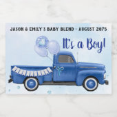 Étiquettes de vin de Mini Camion Bleu (Étiquettes simples)