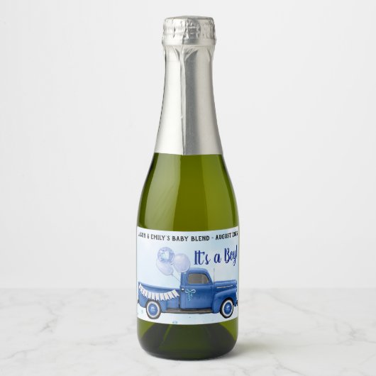 Étiquettes de vin de Mini Camion Bleu (Devant)