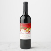 Étiquettes de vin de Noël personnalisés | Rouge or (Devant)