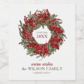 Étiquettes de vin de vacances de Wreath personnali (Étiquettes simples)