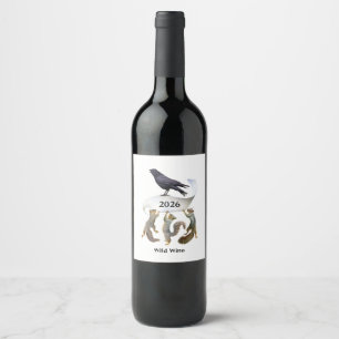 Étiquettes de vin Écureuils et Corbeau