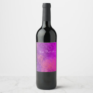 Étiquettes de vin Éléphant Violet Rose Orange & Or