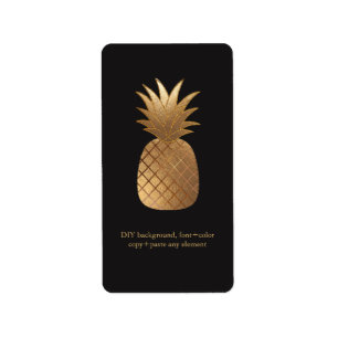Étiquettes de vin en faux or Aloha Ananas PixDezin