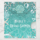 Étiquettes de vin Étoile de mer enchantée sarcelle (Étiquettes simples)