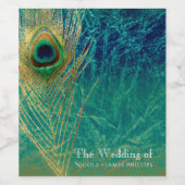 Étiquettes de vin exotiques bleu sarcelle or plume (Étiquettes simples)