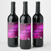Étiquettes de vin fantaisie à paillettes roses que (Bouteilles)