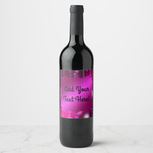Étiquettes de vin fantaisie à paillettes roses que (Devant)
