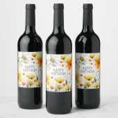 étiquettes de vin fleurs blanches et jaunes d'anni (Bouteilles)