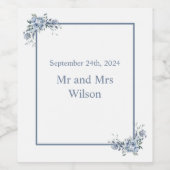 Étiquettes de vin Floral bleu-Dusty moderne (Étiquettes simples)