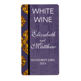 Étiquettes de vin Gold Mariage damassé