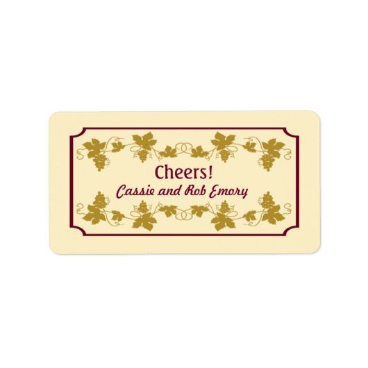 Étiquettes de vin Grapevine Personnalisés (Devant)