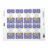 Étiquettes de vin Iris Blue Damask Mini (Feuille entière)