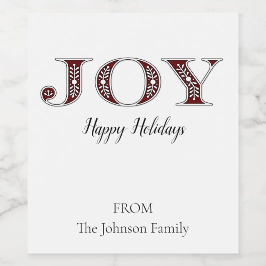 Étiquettes de vin JOY (Étiquettes simples)