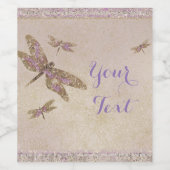 Étiquettes de vin libellules violettes et dorées (Étiquettes simples)