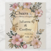 Étiquettes de vin Mariage à la charpente florale R (Étiquettes simples)