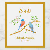 Étiquettes de vin Mariage Blanc de Bluebirds (Étiquettes simples)