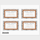 Étiquettes de vin Mariage damassé à pointes orange (Feuille)