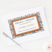 Étiquettes de vin Mariage damassé à pointes orange (Enveloppe)