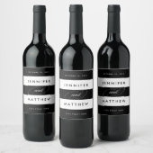 Étiquettes de vin Mariage noir et blanc chic (Bouteilles)