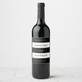 Étiquettes de vin Mariage noir et blanc chic (Devant)