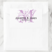 Étiquettes de vin Mariage violet Monogram (Sac)