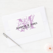 Étiquettes de vin Mariage violet Monogram (Enveloppe)